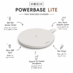 Powerbase Lite 10W wireless charger for smartphones, ideal for office desks and employee welcome kits features