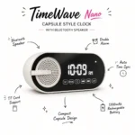 TimeWave Nano Bluetooth clock speaker with digital display for office desks, employee welcome kits, and corporate gifting in India features