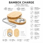 Bambox Charge Travel Cable Box With 15W Wireless Charger with charging adapters for corporate gifting