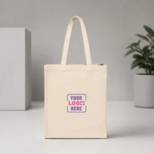 Premium Cream Zipper Tote 280GSM cotton canvas bag with zipper closure