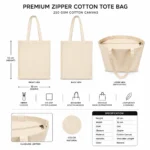 Premium Cream Zipper Tote 280GSM - Image 3