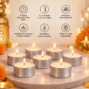 AuraDecor 9 Hours Burn Time Tealight Candles for festive corporate gifting features
