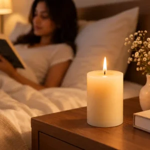 AuraDecor Scented Pillar Candles - Vanilla with Vanilla Caramel fragrance