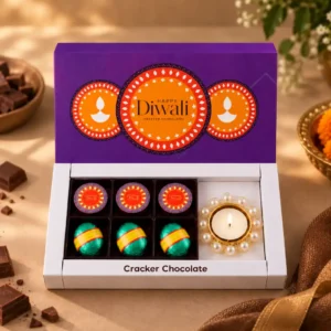 Festive Cracker Chocolates With Diya 6 piece Diwali corporate gift set