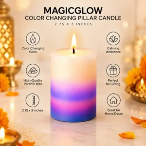 Magic Glow Color for corporate gifting Changing Candle decorative pillar features