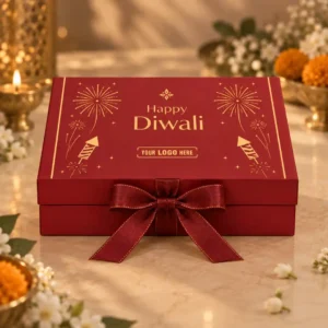 shubh Diwali magnetic gift box, branded Diwali gift packaging, magnetic corporate gift box, satin lined Diwali gift box, customised corporate gift packaging, employee Diwali gift boxes, client festive gift packaging