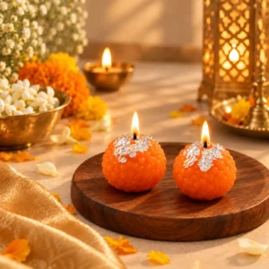 Festive Ladoo Candle Set - Set of 2