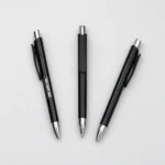 Comet Plastic Ball Pen with a black plastic body, silver-tone accents and clip for corporate stationery