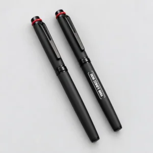 Phantom Black Roller Pen with Matte Black Body, Dark Metallic Clip and Red Accent