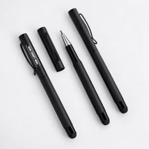 Midnight Black Ink Stylus Ball Pen with an all-black body, black ballpoint ink and stylus tip